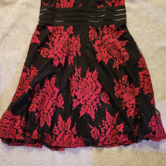 CITY STUDIO Red Black Lace Party Prom Mini Dress - Sz 3 - NEW w/ TAGS NWT - Picture 6 of 9